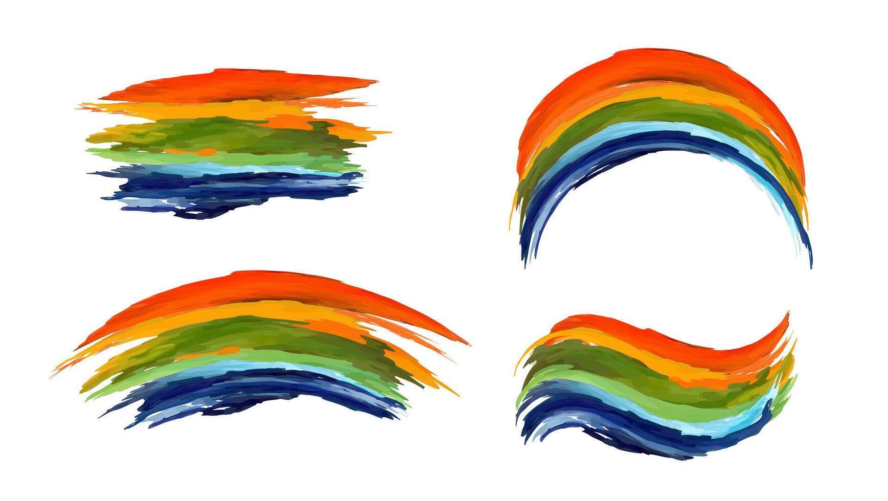 Colorful Abstract Rainbow Brush Strokes on White Background vector