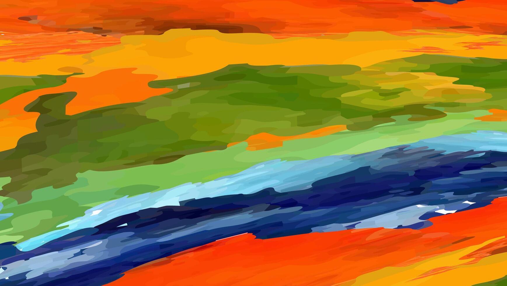 Vivid Abstract Painting with Dynamic Colors and Brushstroke Patterns vector