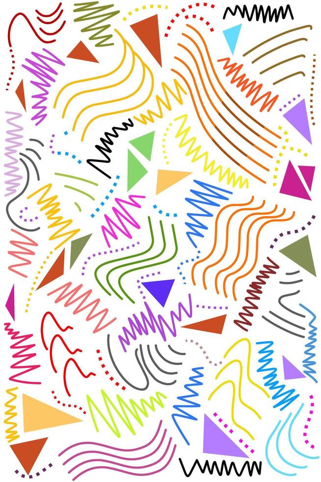 Two Dimensional Nirmana Line Colorful Abstract Theme on white background vector