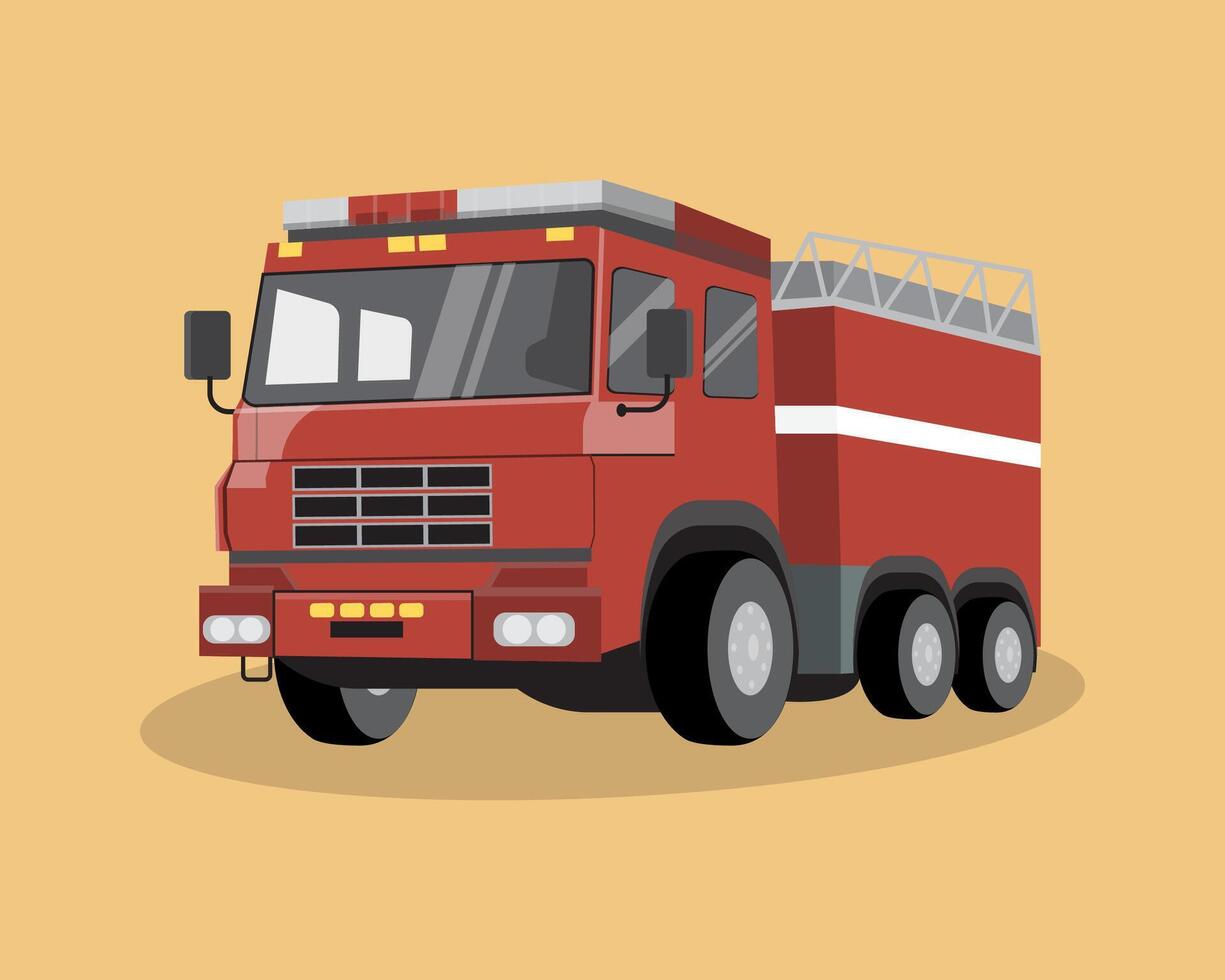 red fire engine with orange background vector