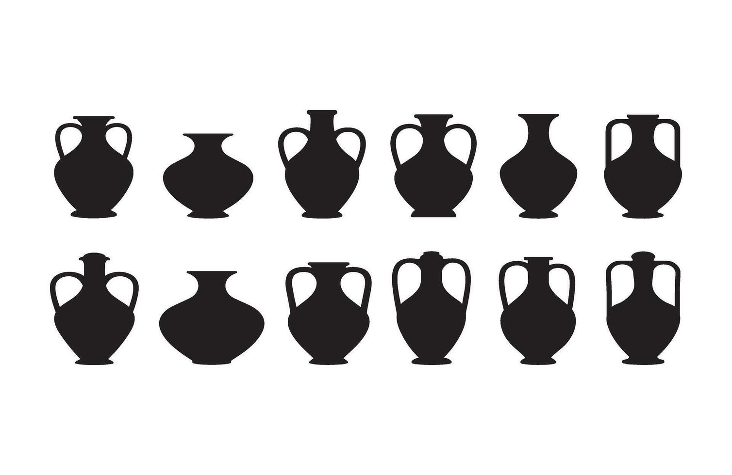 Ancient Amphora Vase Icons Collection Decorative Jars vector