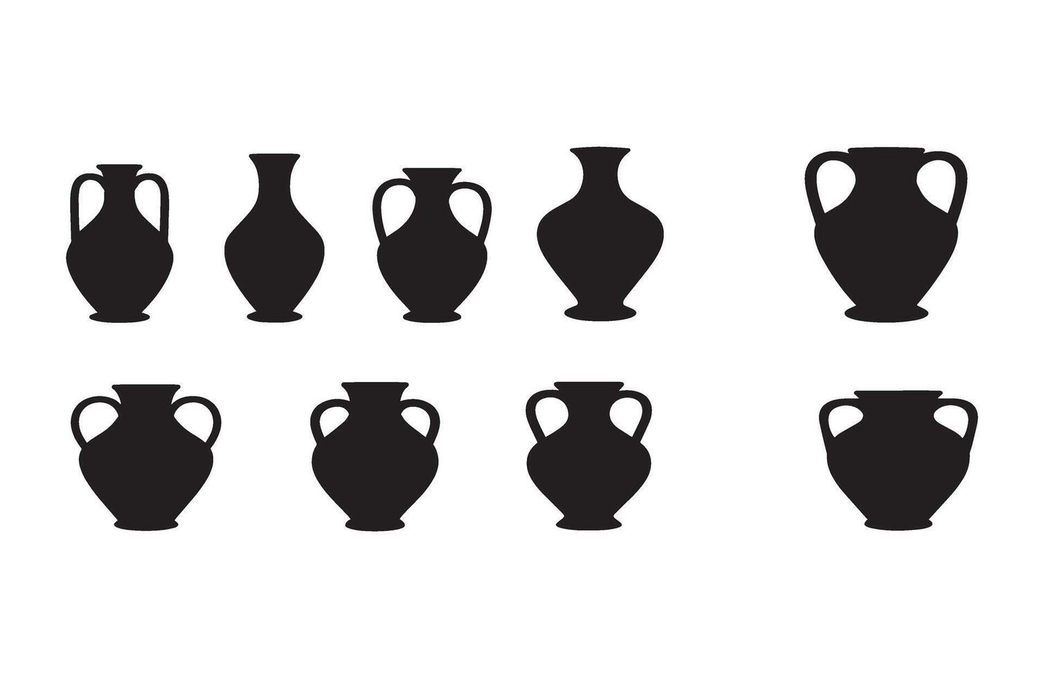 Ancient Amphora Vase Icons Collection Handmade Jars vector