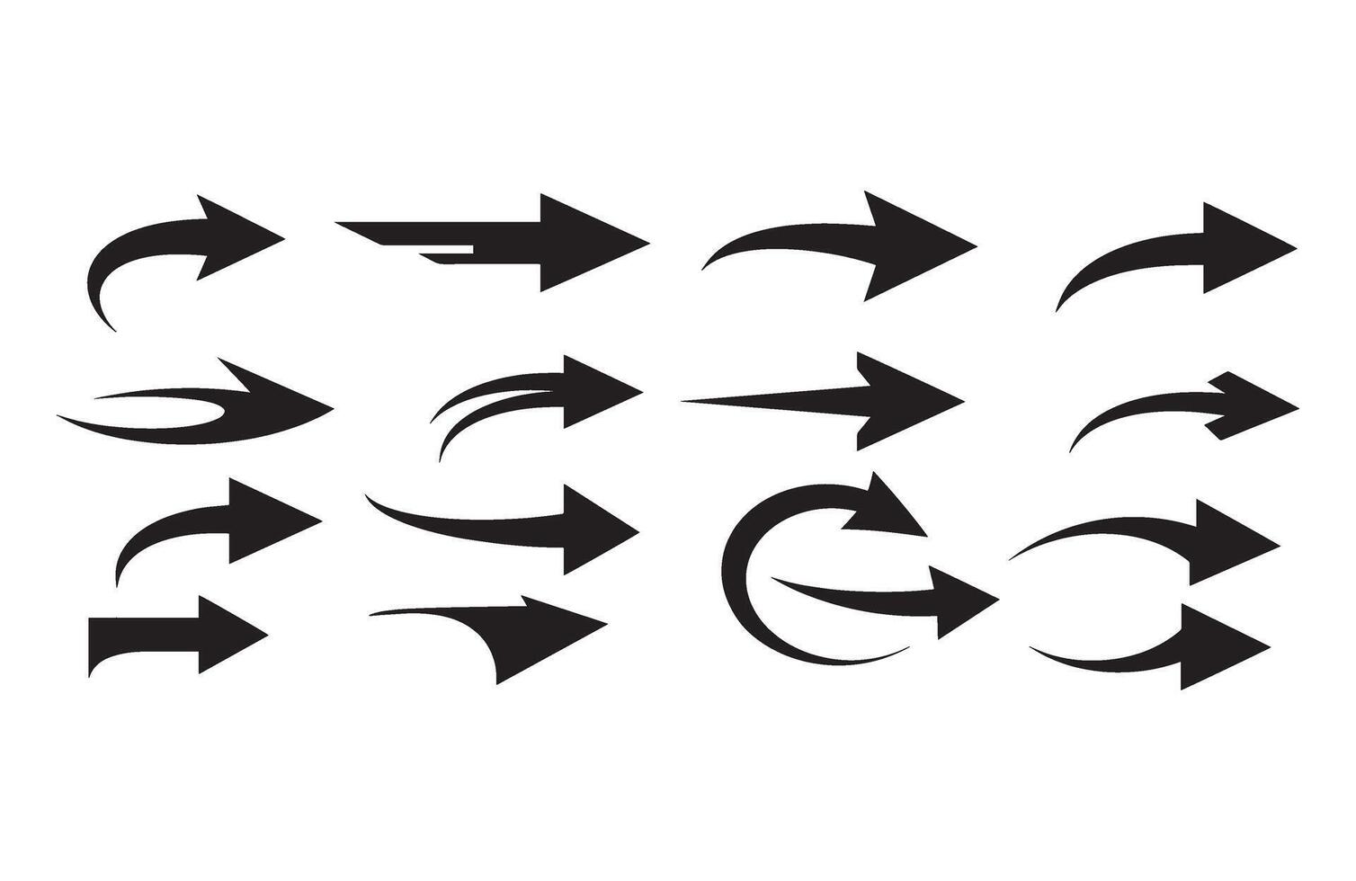 Stylish Moving Arrows Dynamic Black Set vector