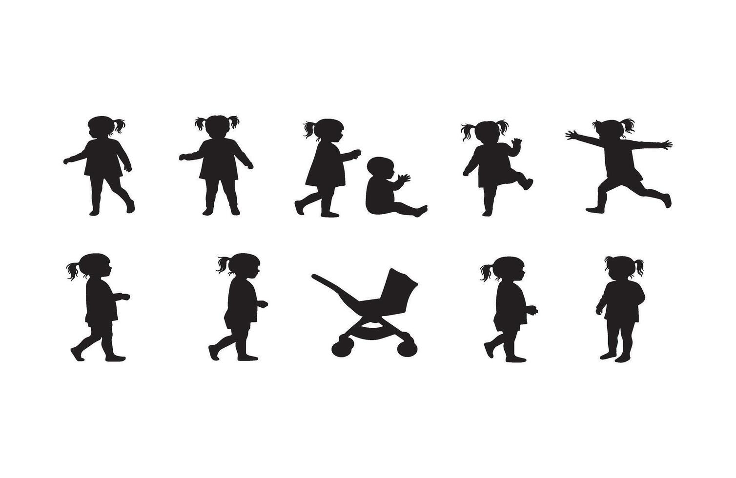 Silhouette Toddler Walking Animation vector