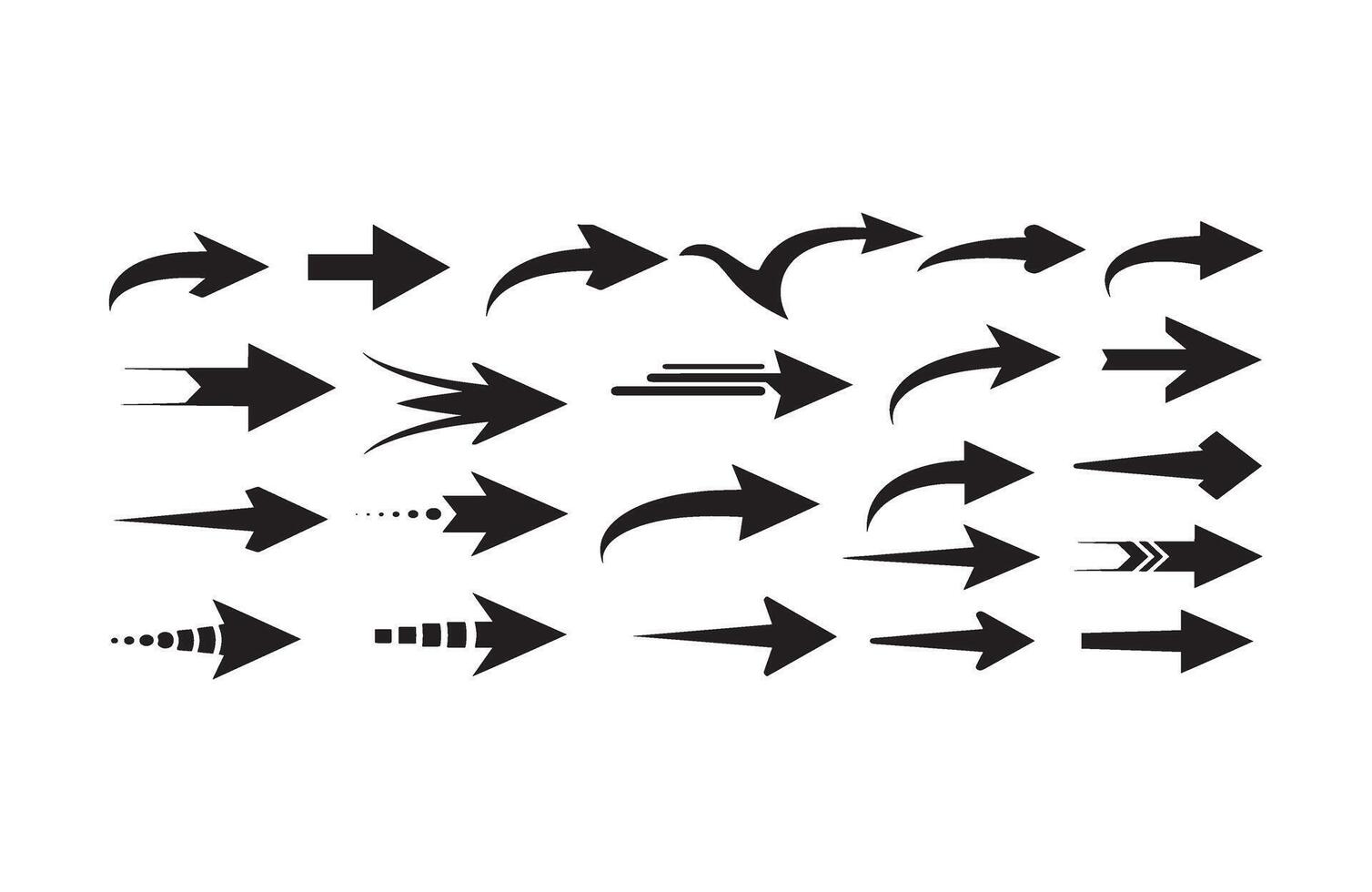 Moving Straight Arrows Stylish Design Set vector