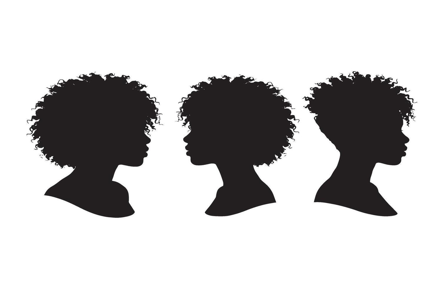Curly Hair Lady Artistic Silhouette Art vector