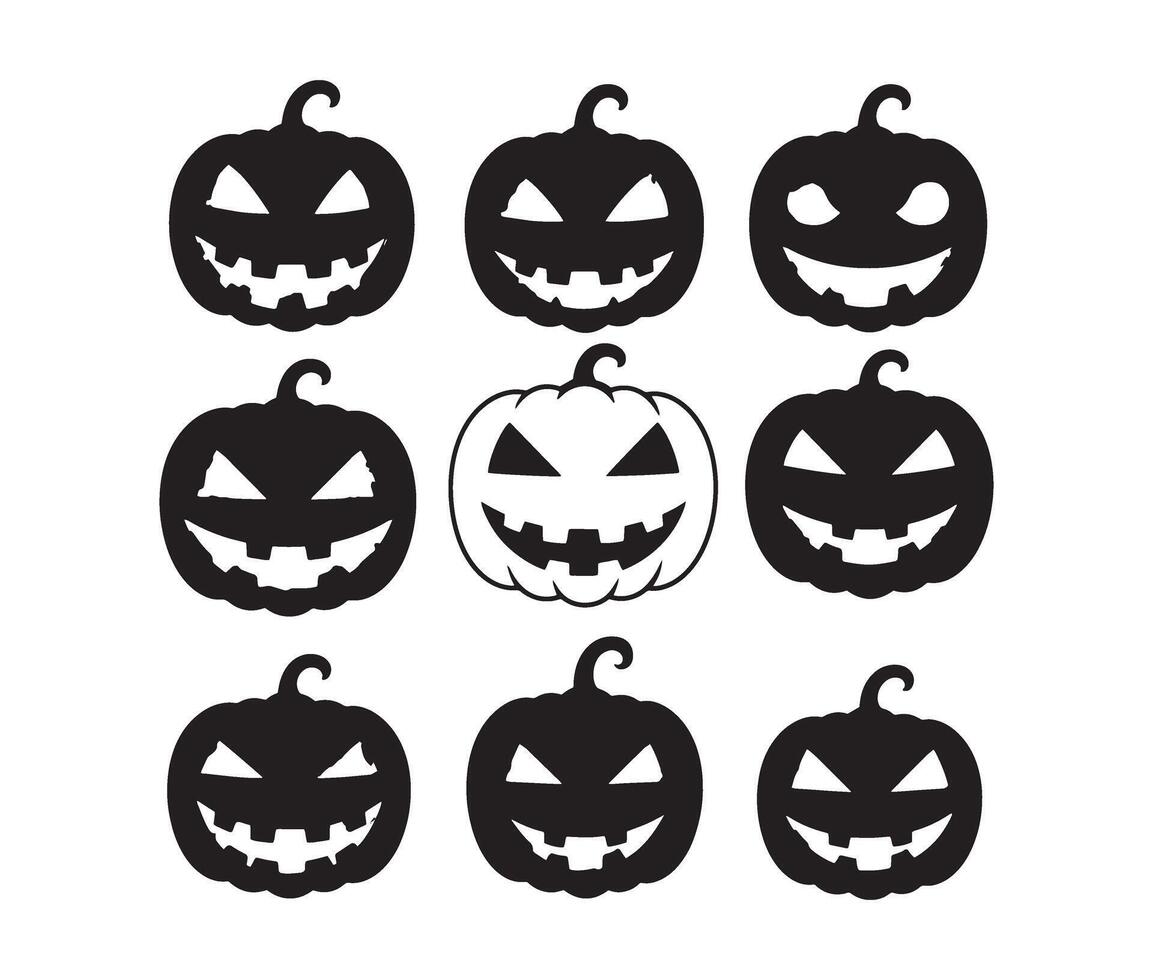 Spooky Pumpkin Faces with Dark Expressions vector
