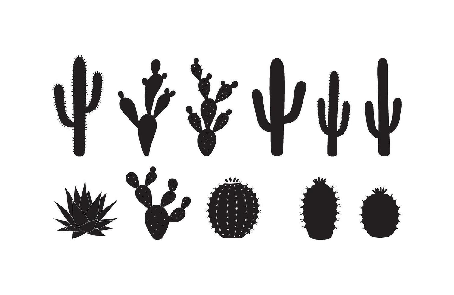 Cactus Silhouette Spiky Art Decorative Design vector