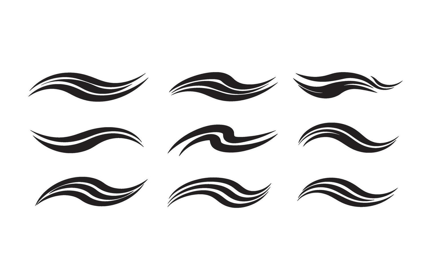 Modern Black Curved Artistic Patterns vector