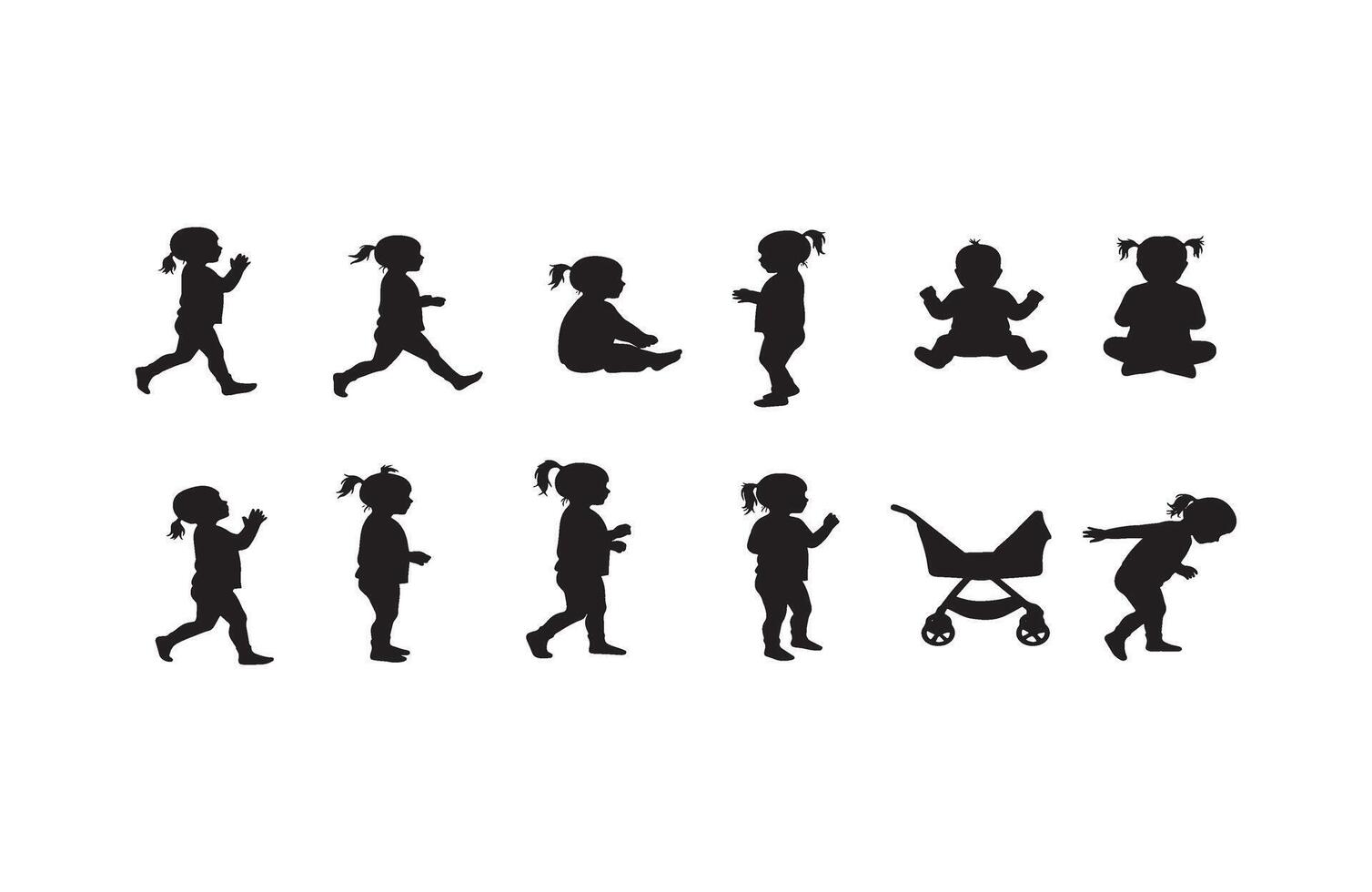 Toddler Silhouette Walking Outline vector