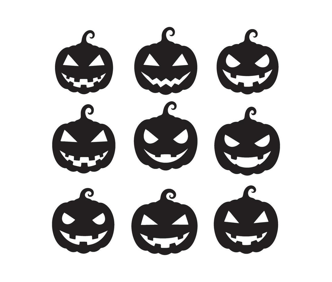 Dark Spooky Pumpkin Faces for Halloween vector
