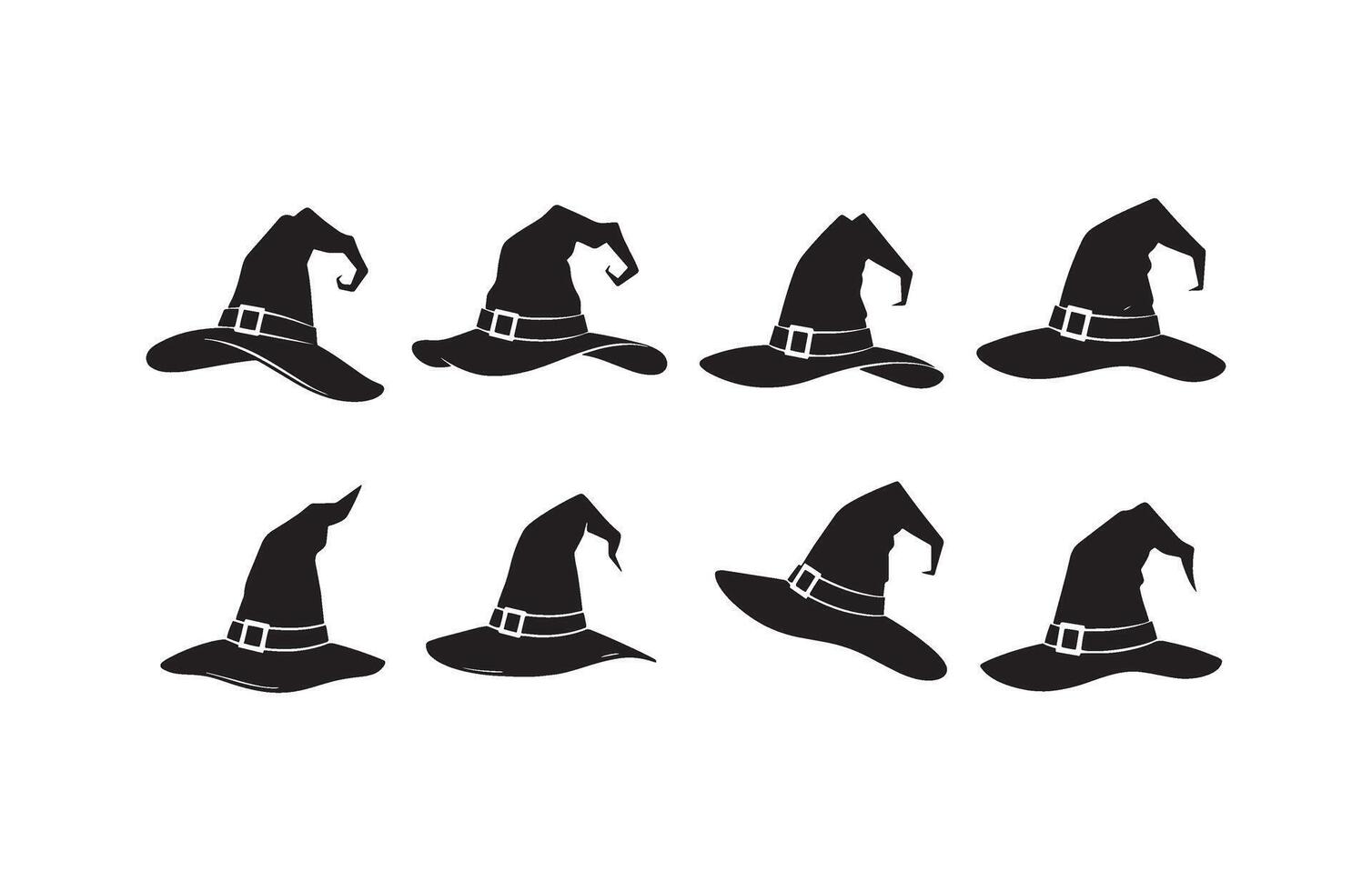 Halloween Witch Hat Silhouette Set vector
