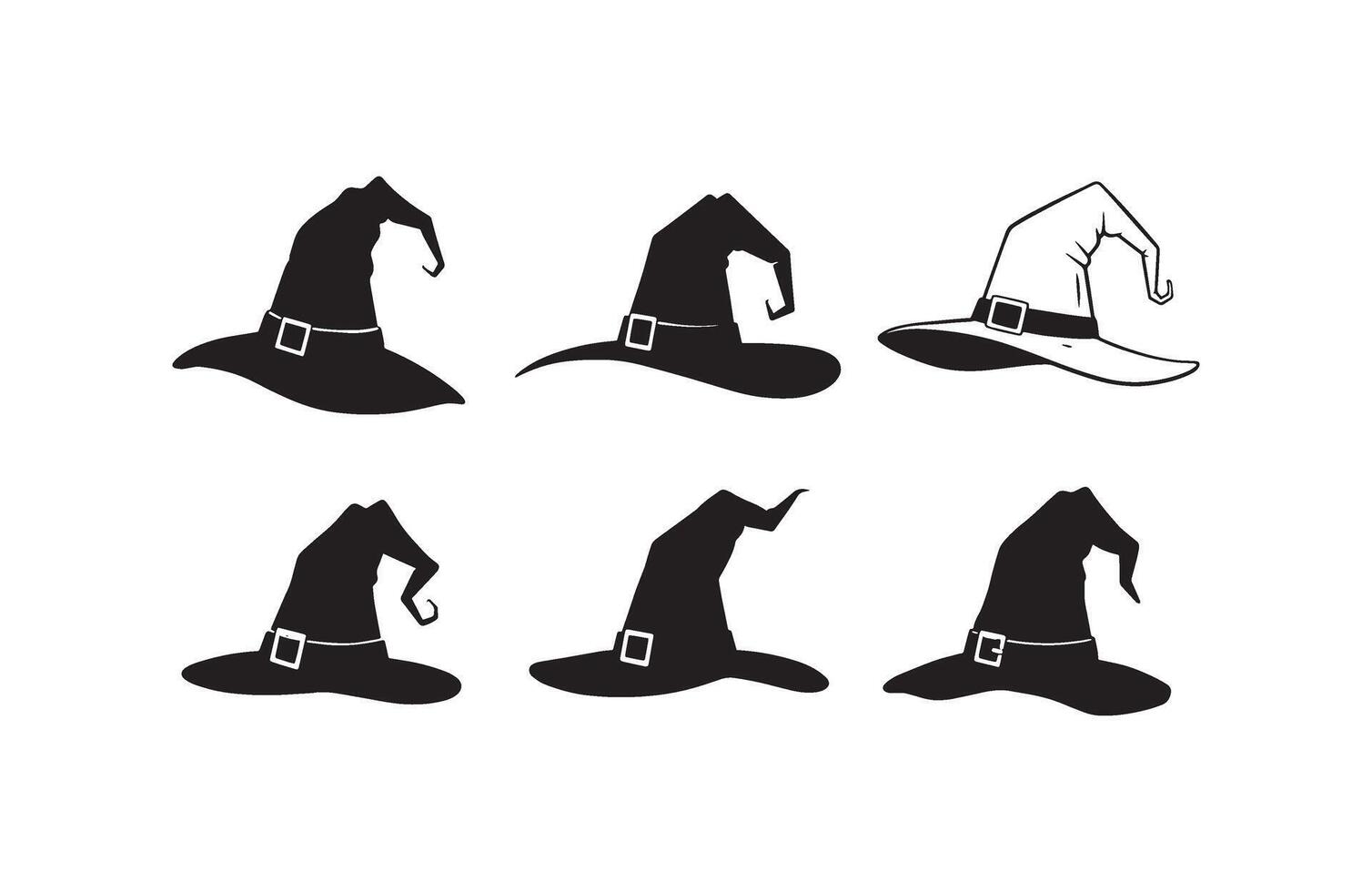 Spooky Halloween Witch Hat Set vector