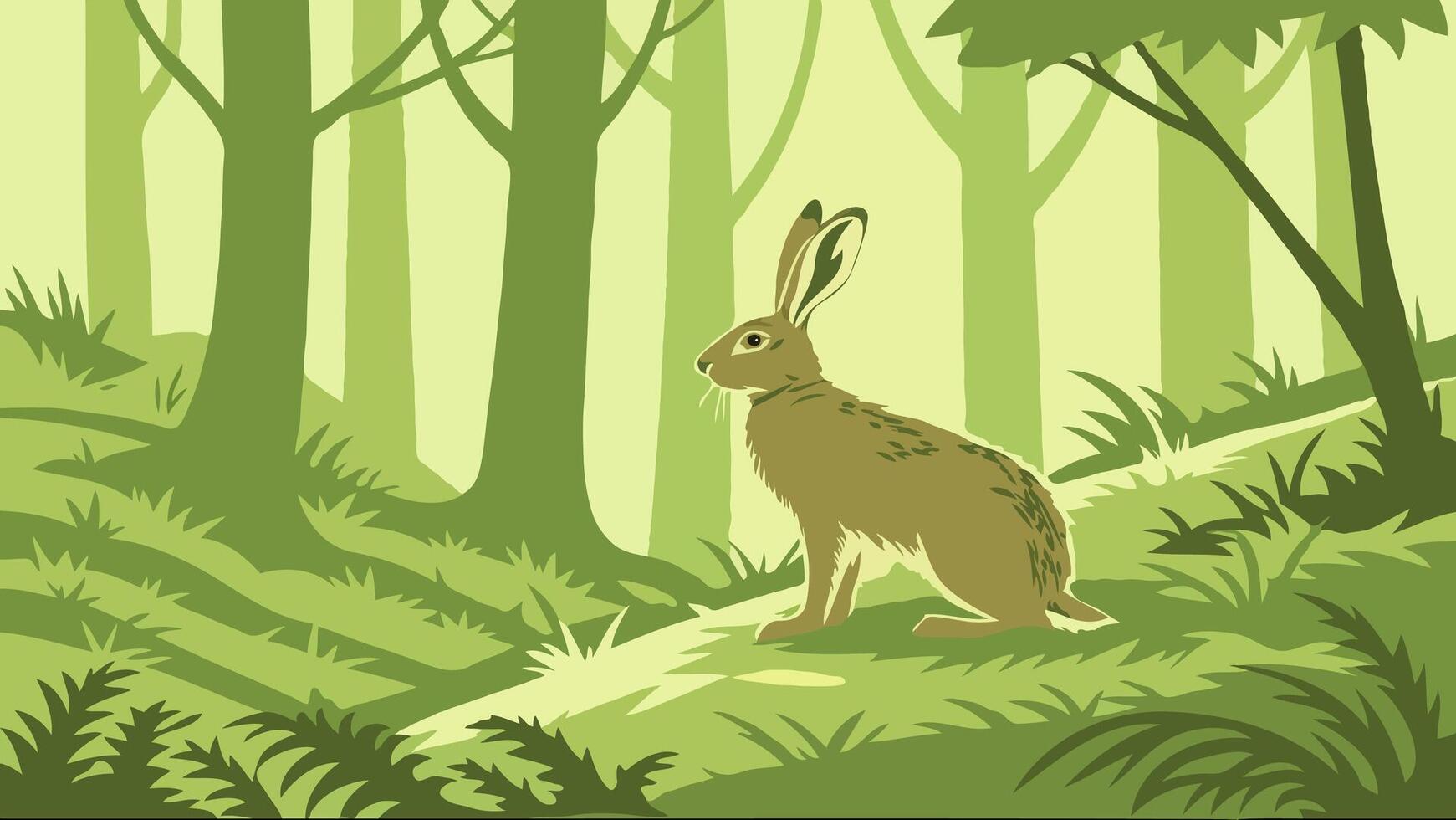 illustration of hare in forest vector