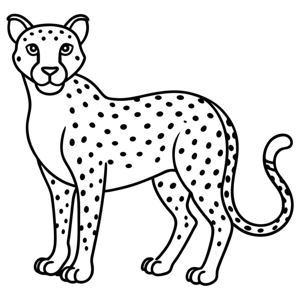 Black and White Cheetah Outline for Coloring Books or Educational Materials vector
