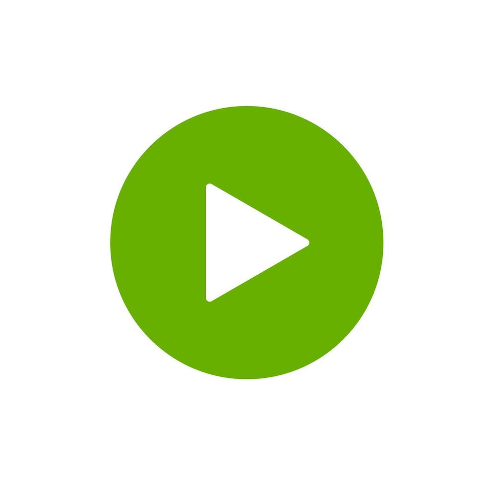Play button icon. Green play symbol on white background. Illustration vector