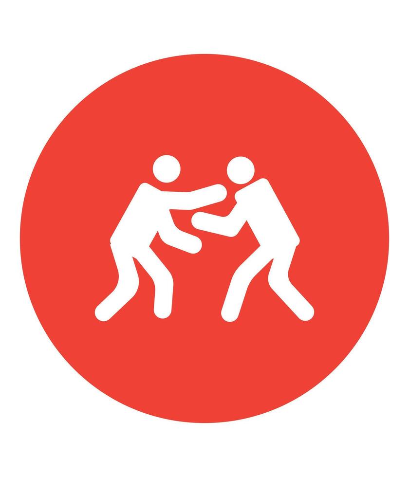 two people fighting in a circle icon wrestling design vector