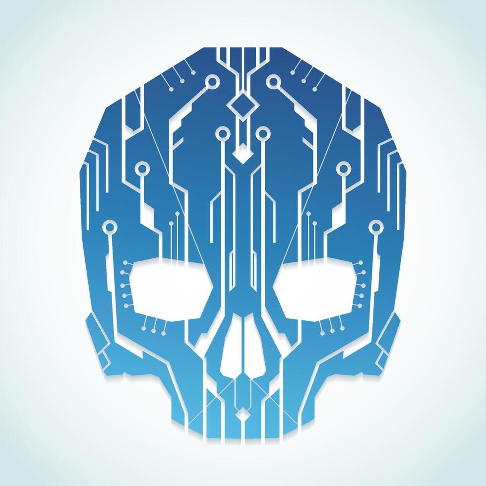 circuit board color skull vector