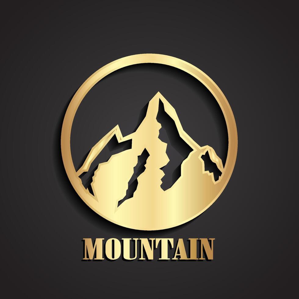 3d mountain gold logo vector