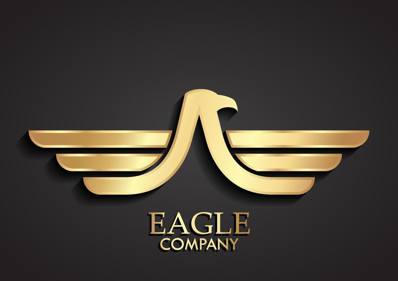 3d golden eagle wings logo design vector
