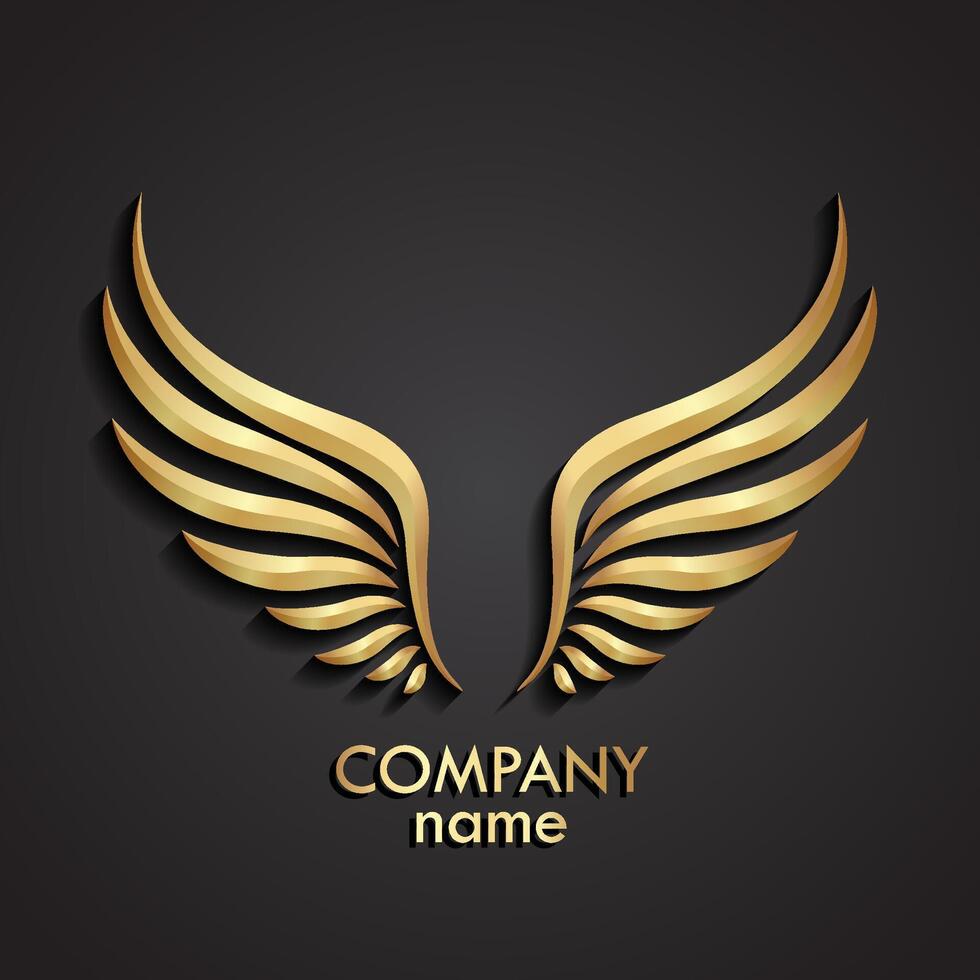 3d golden elegant shape shiny metal logo design vector