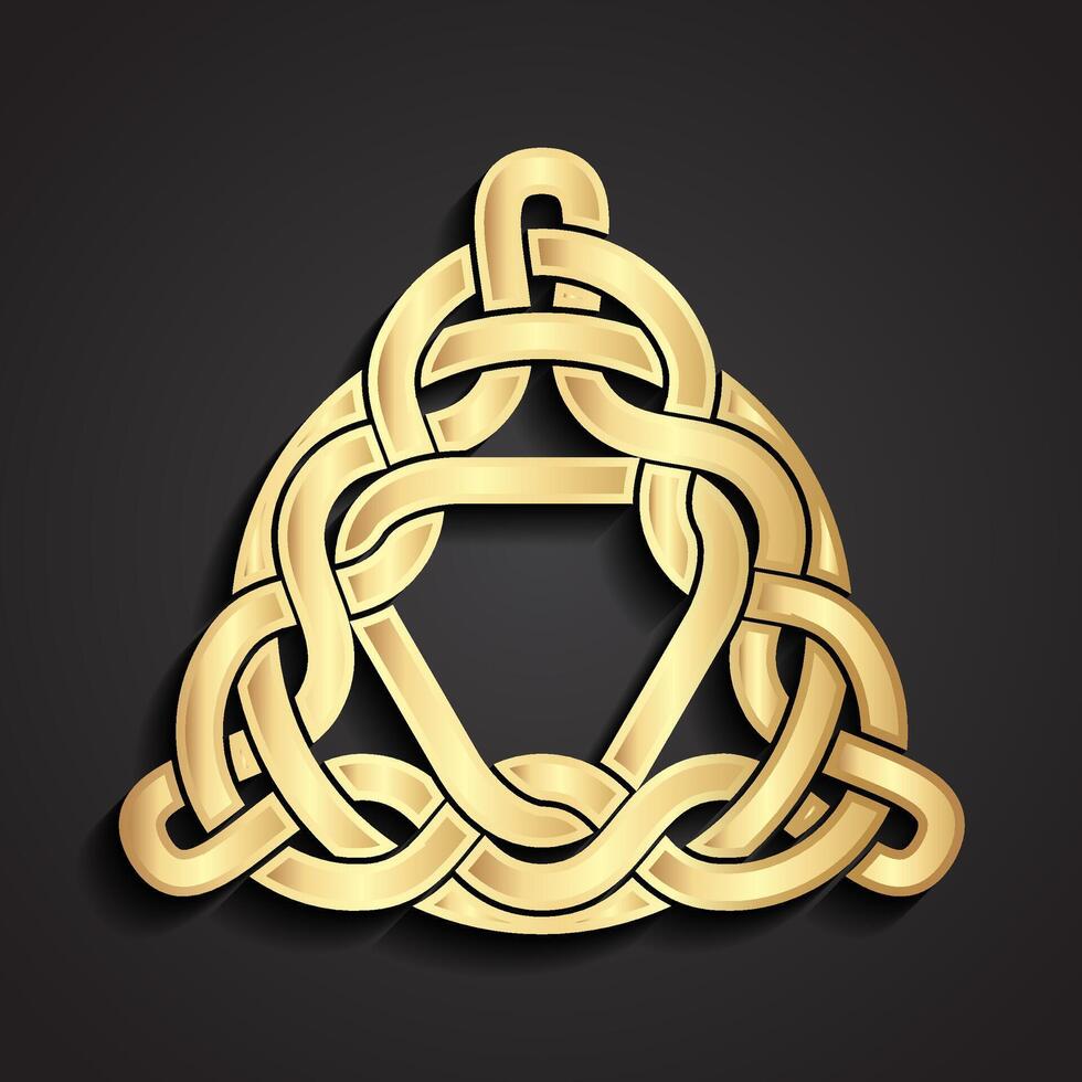 3d golden knot triangle symbol vector