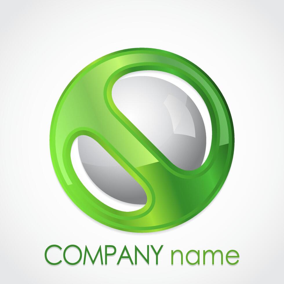 3d glossy green color sphere logo design vector