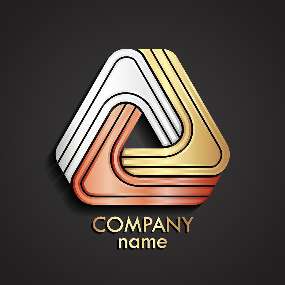 3d three metal triangle shape modern logo vector