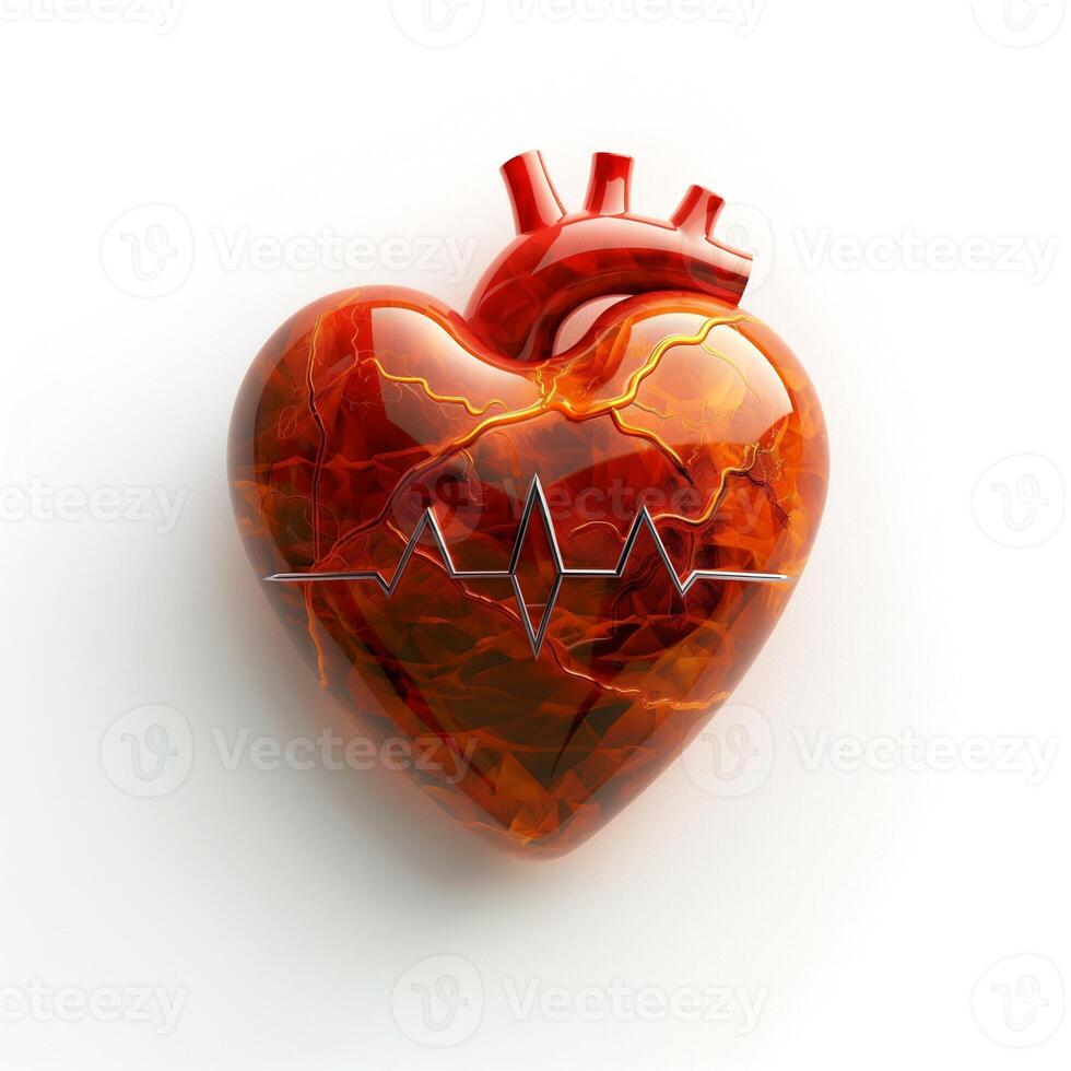 A vibrant, glossy heart illustration symbolizing love and health. photo
