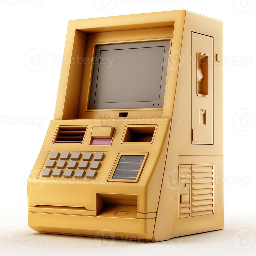 A golden ATM machine showcasing a unique and luxurious design. photo