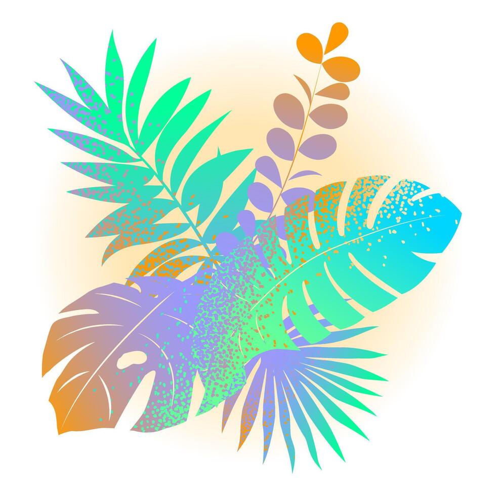 Bouquet of abstract tropical leaves. vector