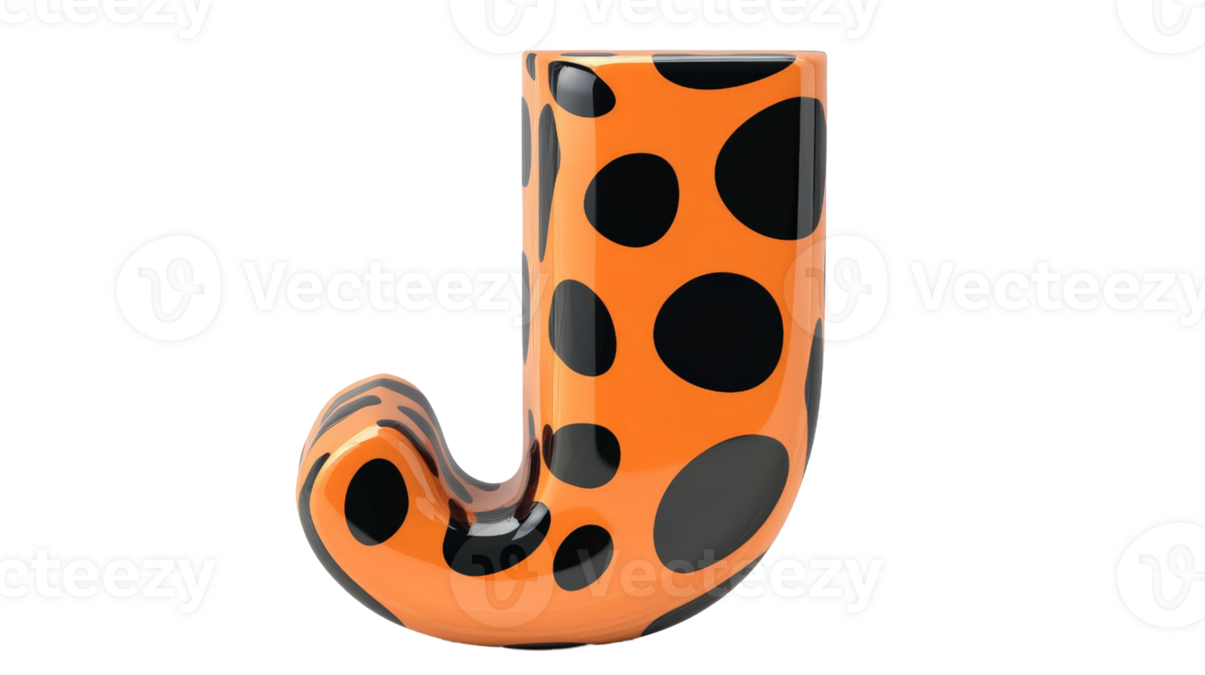 Orange and Black Polka Dot Letter J. png