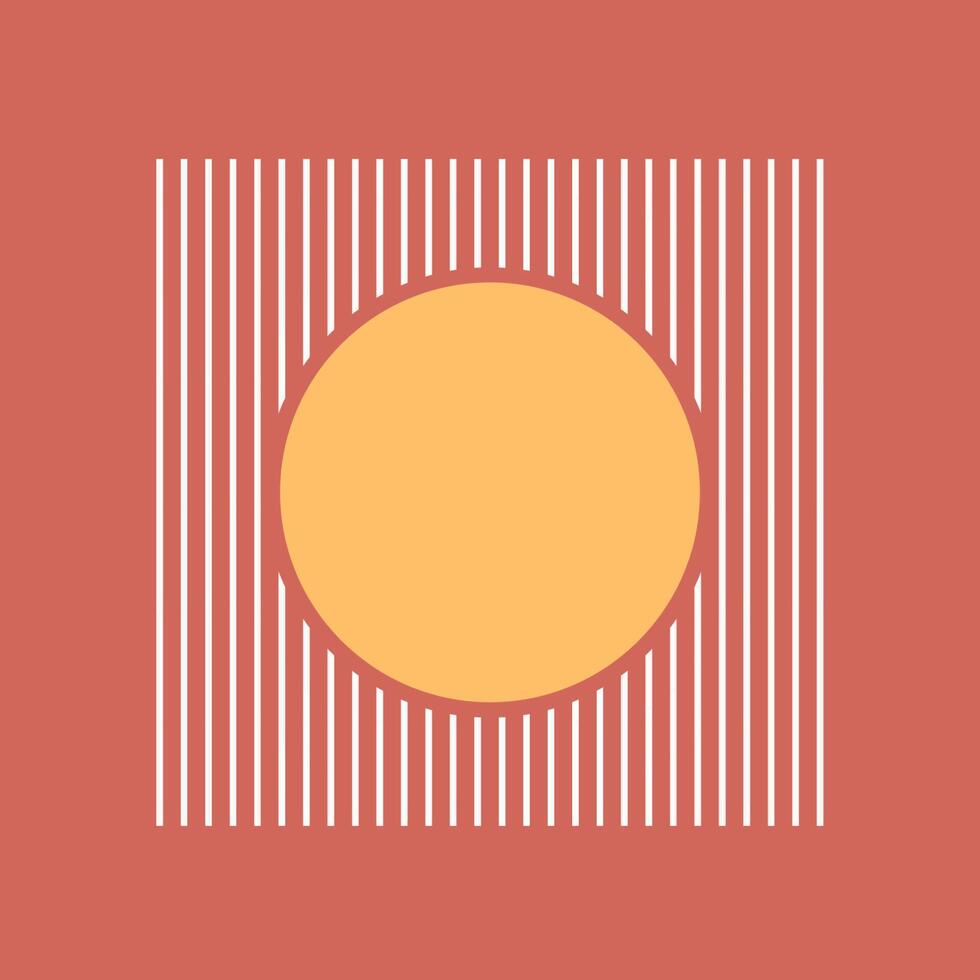 Minimalist abstract composition in Bauhaus style. A bold circle contrasts with vertical lines, creating balance and symmetry. Perfect for modern design projects. vector