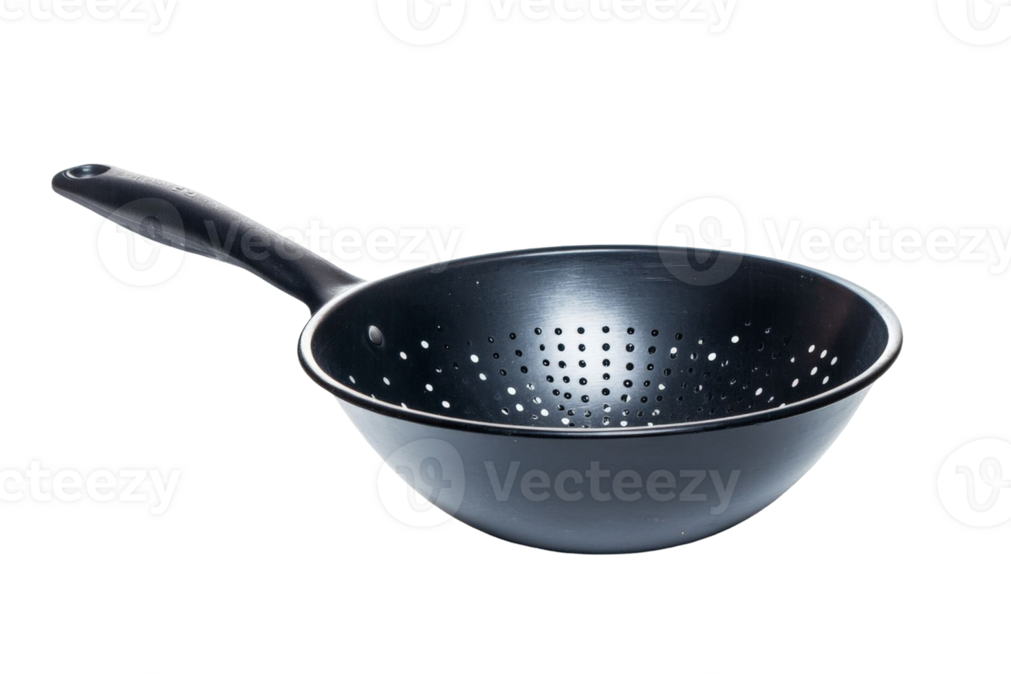 Black Kitchen Cooking Wok Isolated on Transparent Background with Single Long Handle png