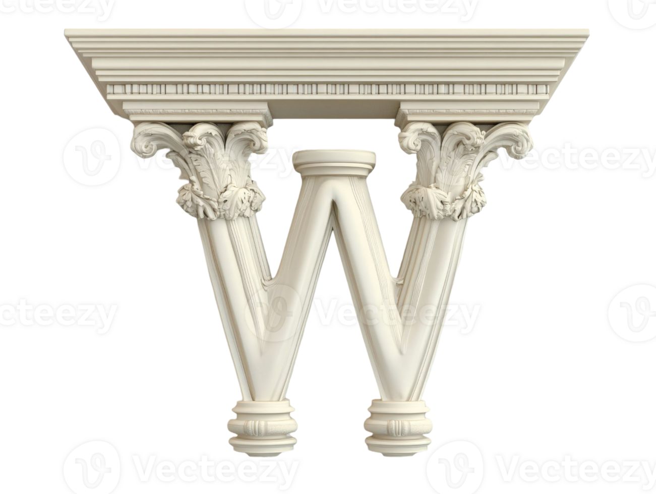 Elegant White W Letter in a Decorative Design. png