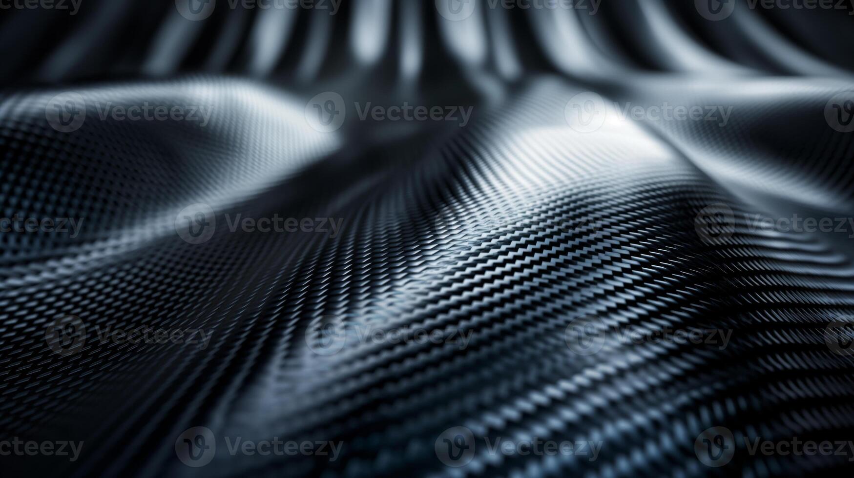 Close-up of textured carbon fiber fabric, showcasing intricate patterns and reflective qualities. photo