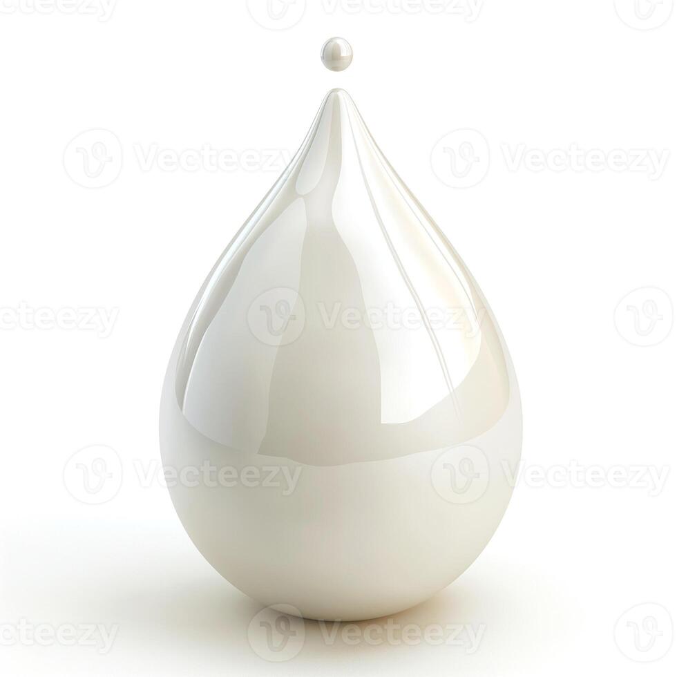 A glossy, white teardrop shape with a smaller droplet above it, creating a serene, minimalist design. photo