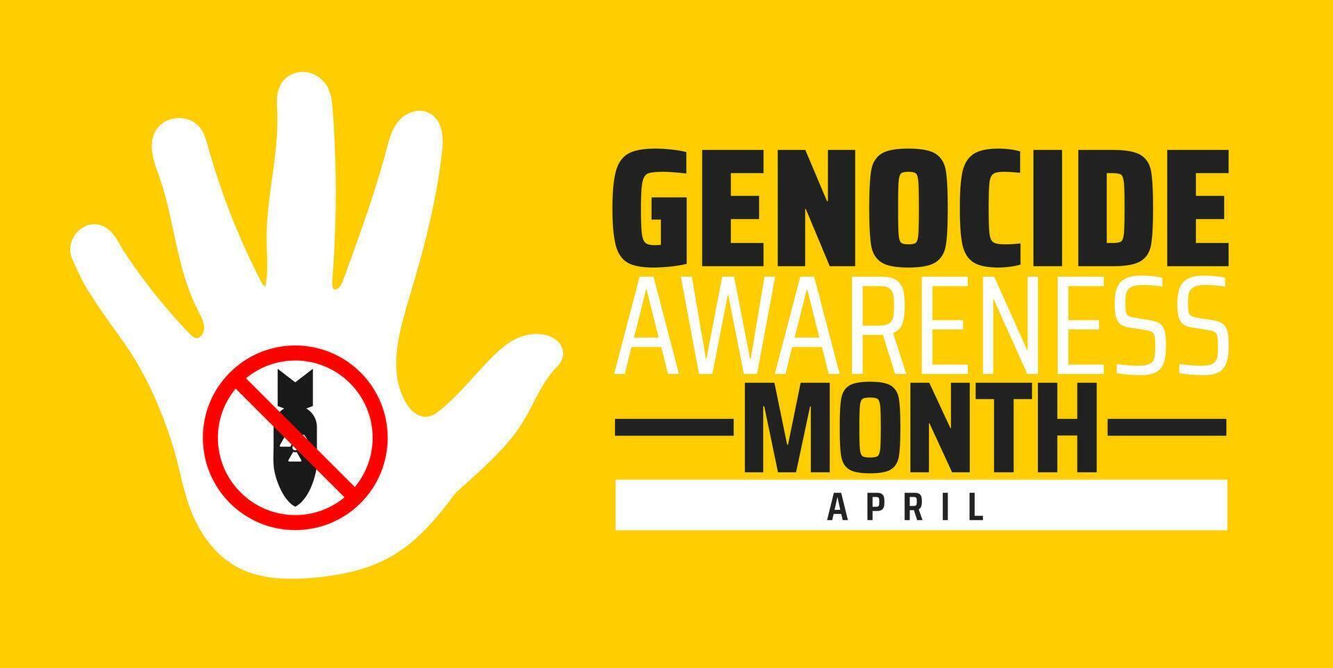 Genocide Awareness Month background banner or poster design template with hand design. vector
