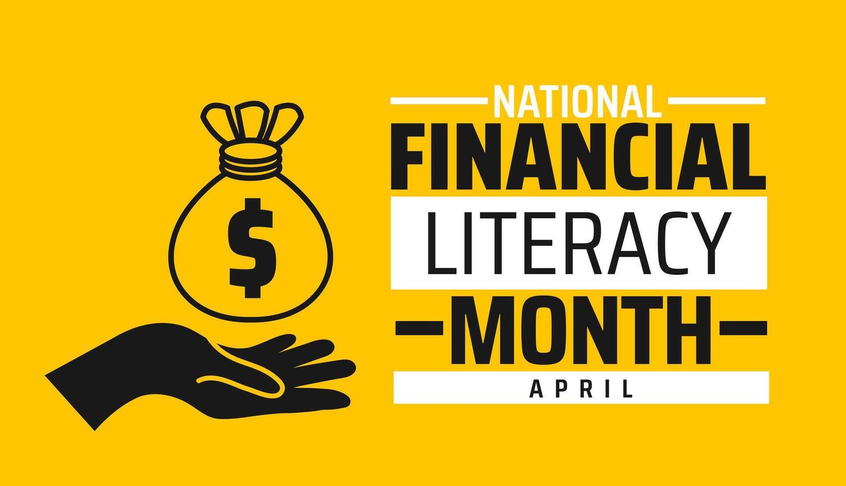 National Financial Literacy Month geometric shape pattern background with yellow and black color vector