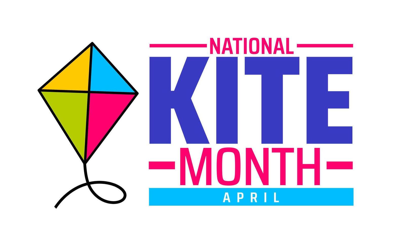 National Kite Month background banner or poster design template. observed every year in April. Holiday concept. Use to any Template, card, poster, placard, template. vector