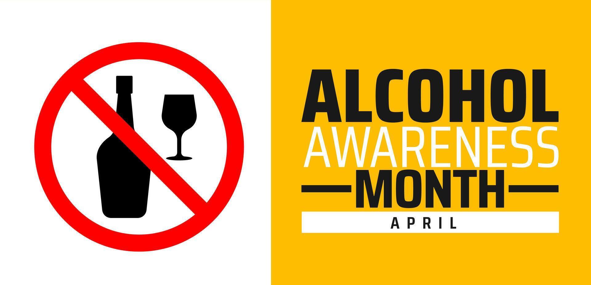 Alcohol Awareness Month background banner or poster design template with drink icon vector