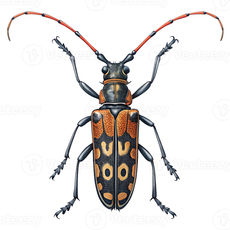 A beetle with black and orange markings png