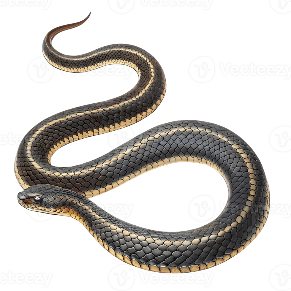 A black and yellow snake with a black stripe png