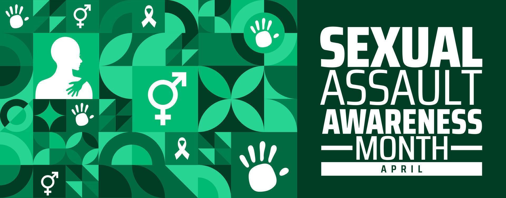 Sexual assault awareness month geometric shape pattern background banner or poster design template. observed every year in April. Holiday concept. vector