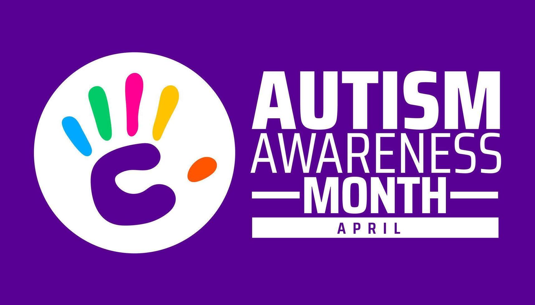 Autism Awareness Month background banner or poster design template with new design and hand icon vector