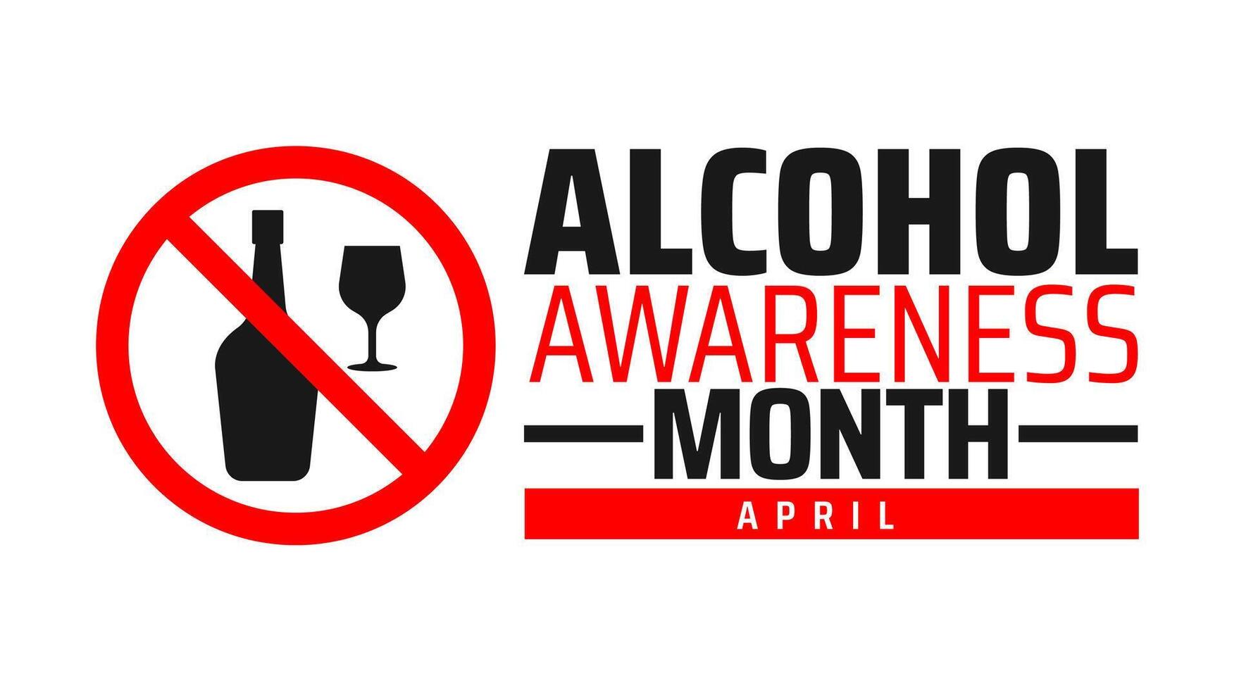 Alcohol Awareness Month background banner or poster design template with drink icon black and red color vector