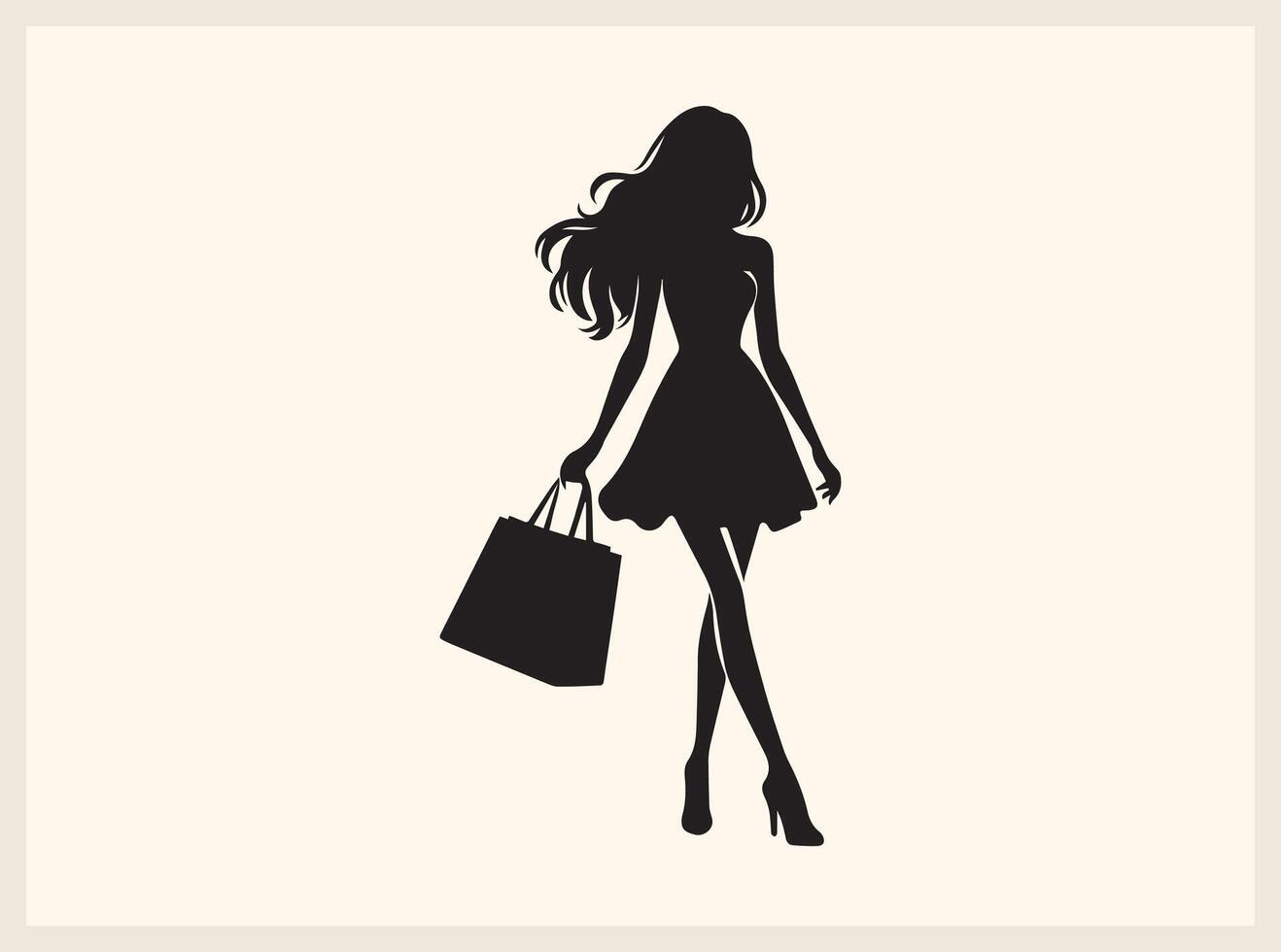 Chic Woman Enjoying a Shopping Spree Silhouette vector