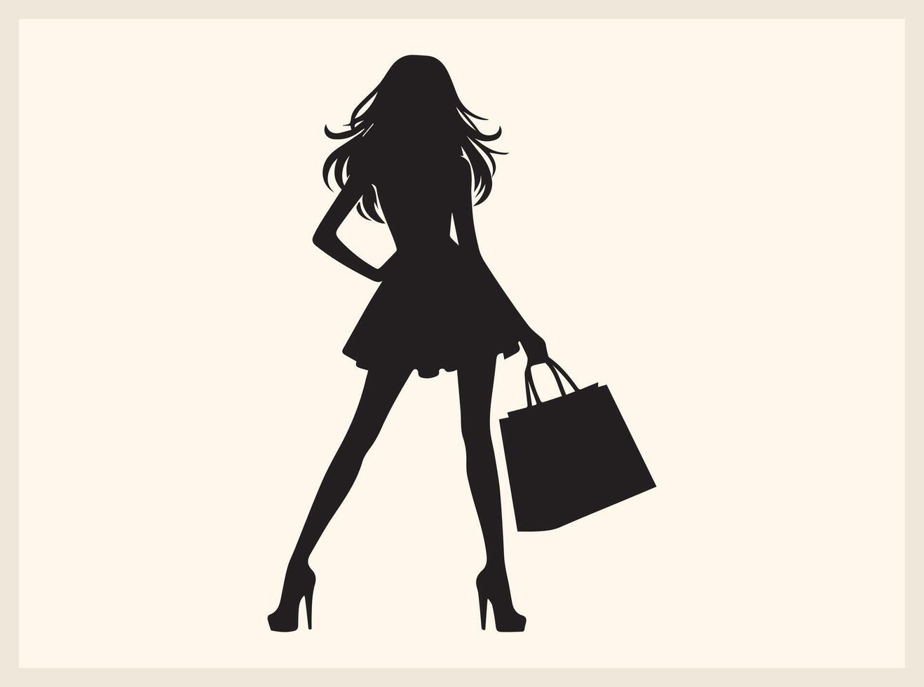 Happy Shopper Carrying Multiple Bags Silhouette vector