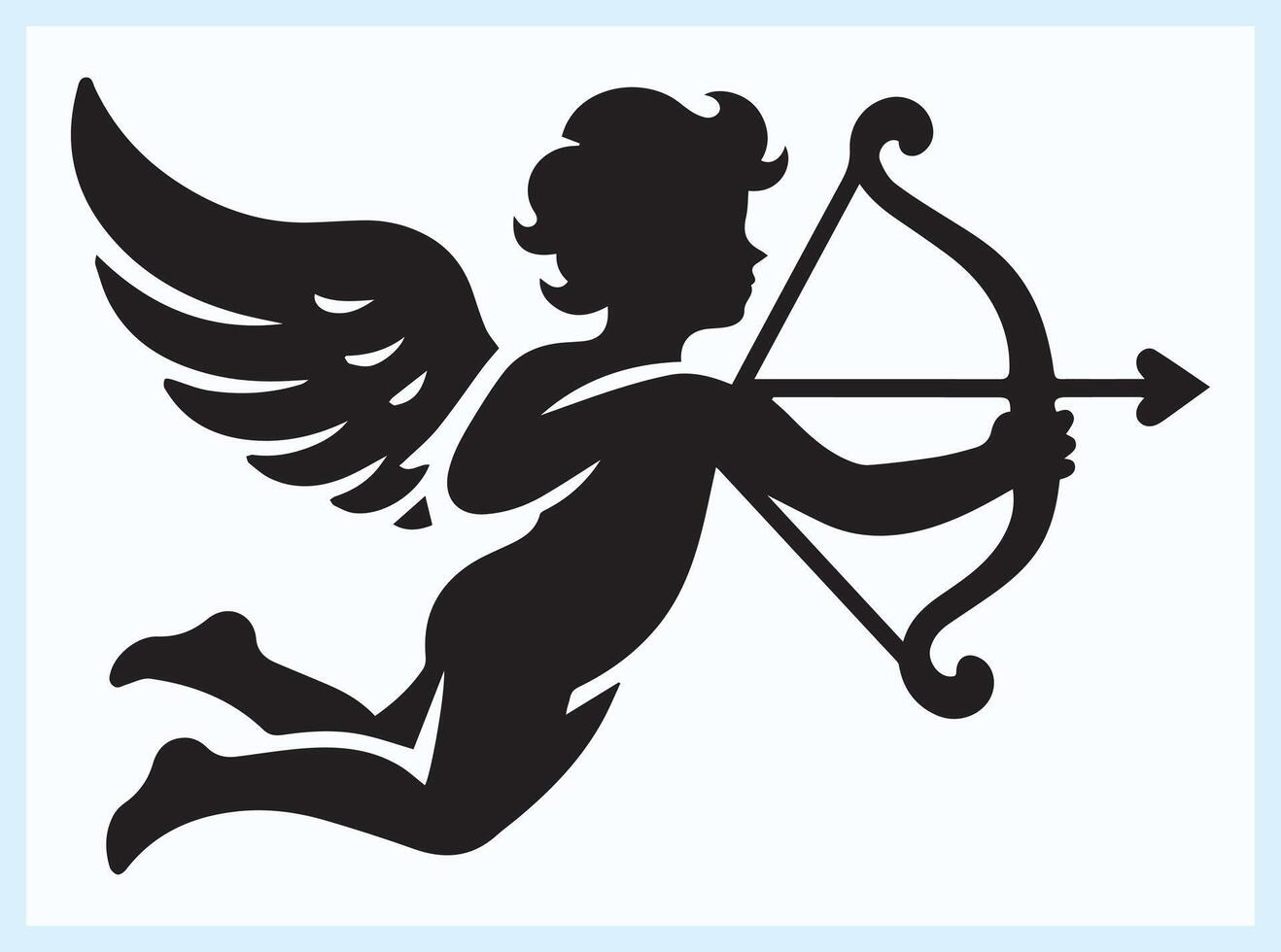 Flying Cupid with a Bow and Arrow in a Classic Love Scene vector