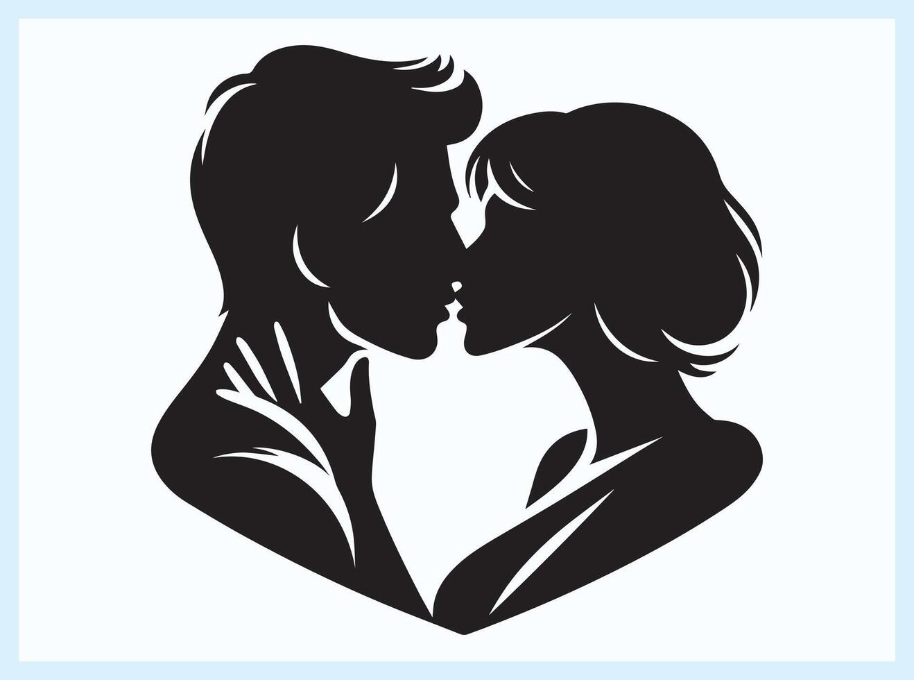 Sweet and Tender Kiss Between a Couple in Love vector